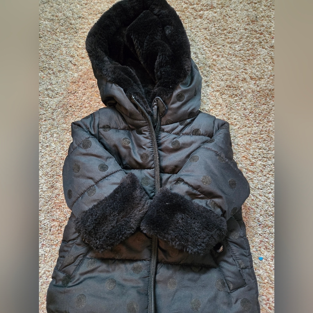 Rothschild Black Polka Dot Puffer Jacket 12 Months